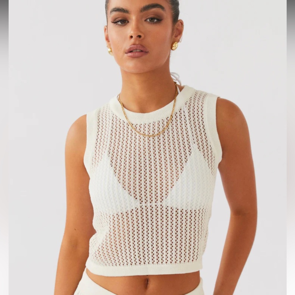 Peppermayo Beach Club‎ Crochet Tank Top White S/M NWT